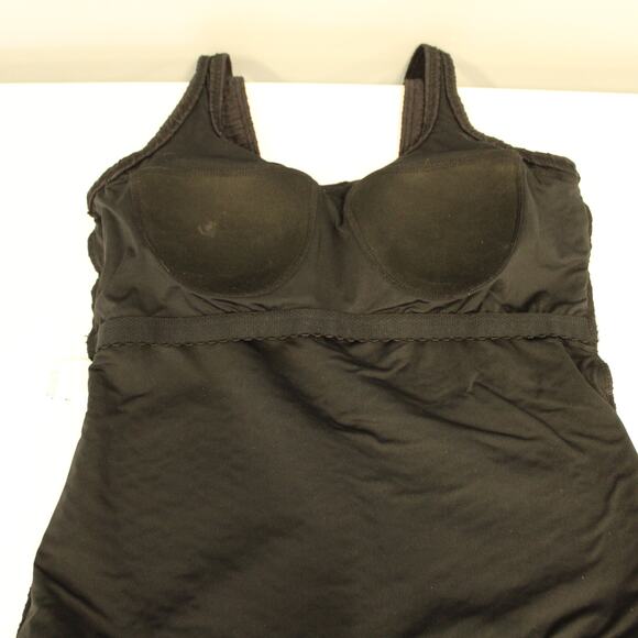 Lands' End Black Textured One Piece Swimsuit Womens Tall Size 12L Lined Bra - Picture 8 of 11